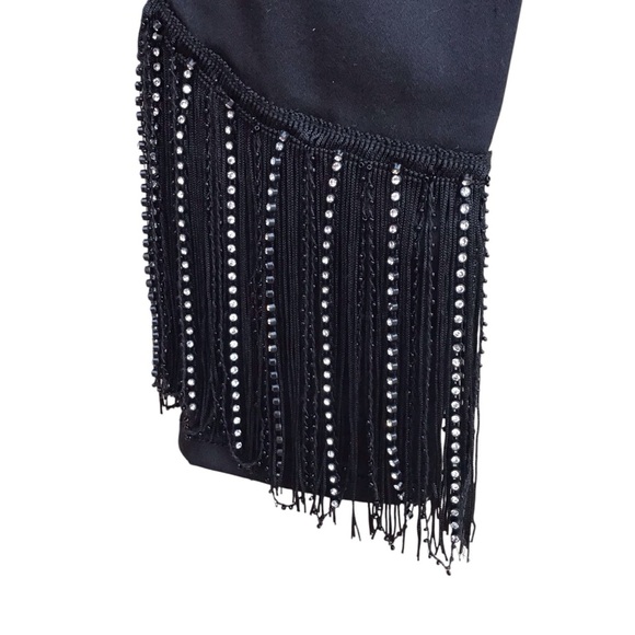 INC International Concepts Black Skinny Jeans Fringe Rhinestone Hem - Picture 5 of 6